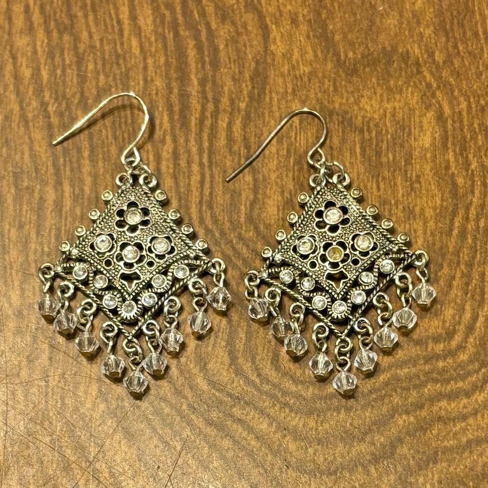 Vintage Chandelier Beaded Earrings Art Deco EUC - Picture 5 of 11